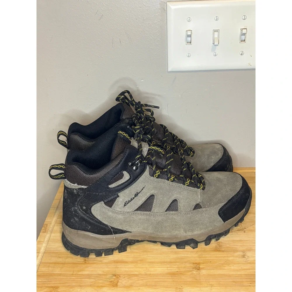 Eddie Bauer Brighton Mens Waterproof Hiking Boots Grey Black 11M 196064198446